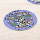 クロード・モネ – 睡蓮/ニンフェアス – QRコード ラウンドペーパーコースター (アングル)