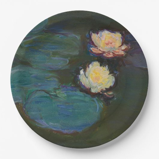 クロード・モネ 睡蓮 印象派 オイルアート ペーパープレート (正面)