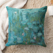 クロード・モネ、睡蓮、1915年、アクアブルー クッション (ブランケット)