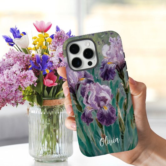 クロード・モネ 紫色のアイリス 花、パーソナライズ Case-Mate iPhoneケース