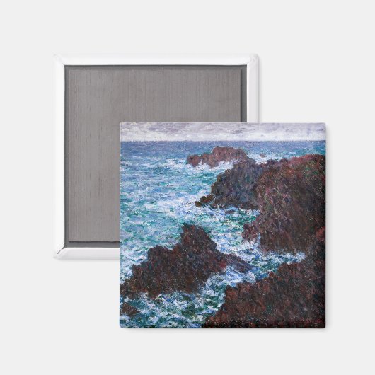 クロード・モネ - 美しい島、荒々しい海岸の巨石 マグネット (正面/裏面)