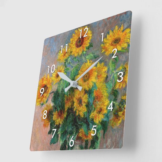 クロード・モネ – 花束 スクエア壁時計 (傾斜)
