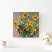 クロード・モネ – 花束 スクエア壁時計 (ホーム)