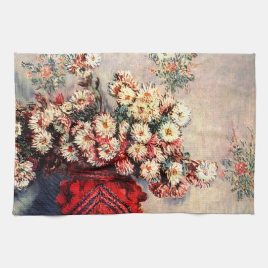 クロード・モネ「菊の静物画」 キッチンタオル (横)