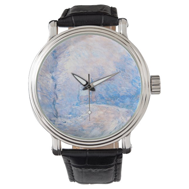 クロード・モネ：雪の下のジヴェルニーへの入り口 腕時計 (正面)