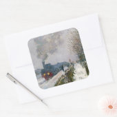 クロード・モネ – 雪の中の列車/機関車 スクエアシール (封筒)