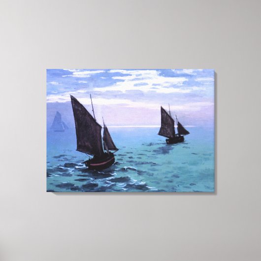 クロード・モネ:魚釣りボートが進む キャンバスプリント (正面)