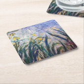 クロード・モネ - 黄色と紫のアイリス スクエアペーパーコースター (アングル)