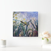 クロード・モネ - 黄色と紫のアイリス スクエア壁時計 (ホーム)