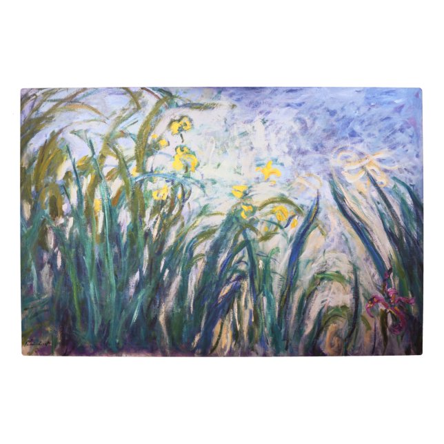 クロード・モネ - 黄色と紫のアイリス メタルプリント (正面)