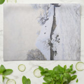 クロード・モネ – Cart on the Snowy Road at Honfleur キッチンタオル (折り畳み)