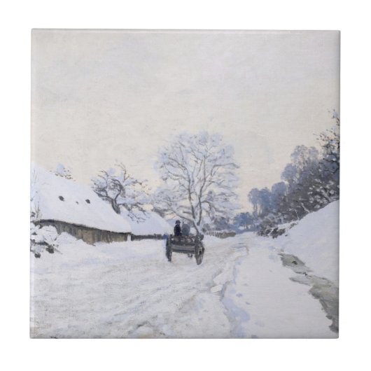 クロード・モネ – Cart on the Snowy Road at Honfleur タイル (正面)