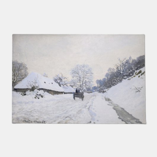 クロード・モネ – Cart on the Snowy Road at Honfleur ドアマット (正面)