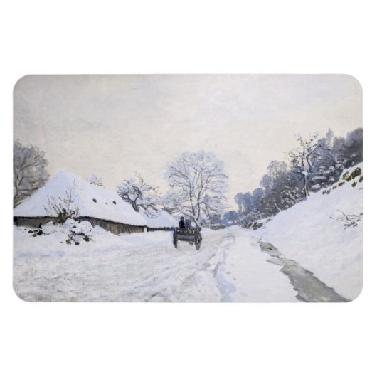 クロード・モネ – Cart on the Snowy Road at Honfleur マグネット (横)