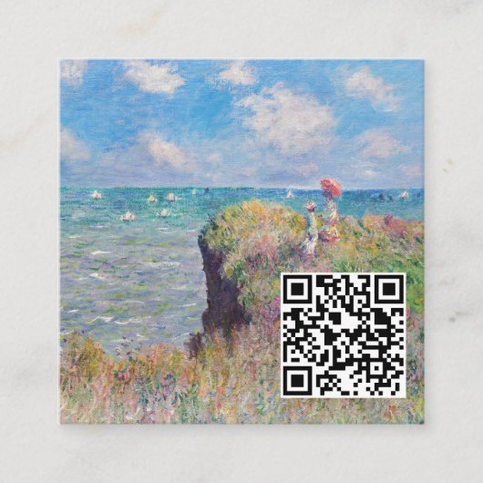 クロード・モネ – Cliff Walk at Pourville - QR Code スクエア名刺 (正面)