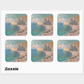 クロード・モネ – Etretat：ビーチとファレーズダム スクエアシール (シート)