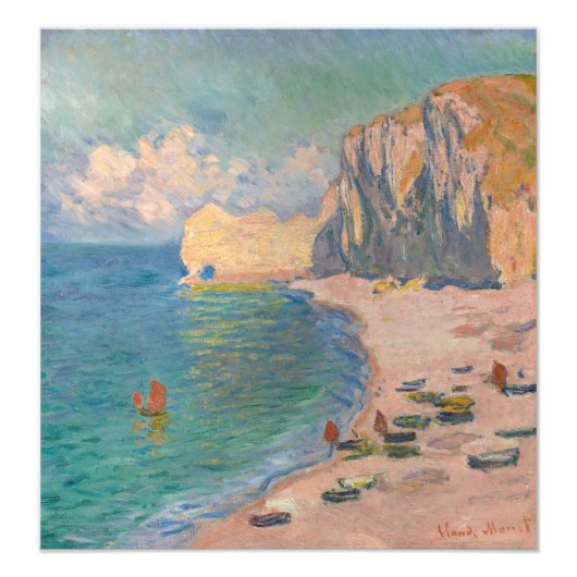 クロード・モネ – Etretat:ビーチとファレーズダム フォトプリント (正面)