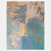 クロード・モネ – Etretat：ビーチとファレーズダム フリースブランケット (正面)