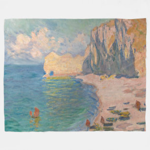 クロード・モネ – Etretat:ビーチとファレーズダム フリースブランケット