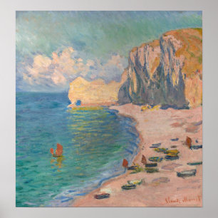 クロード・モネ – Etretat:ビーチとファレーズダム ポスター