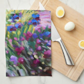 クロード・モネ: Giverny著アイリス庭 キッチンタオル (四つ折り)