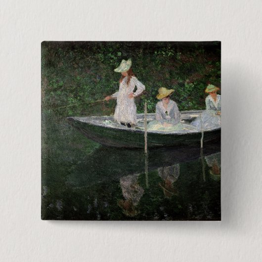 クロード・モネ| Giverny、c.1887のボート 缶バッジ (正面)