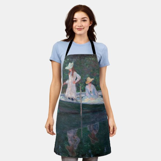 クロード・モネ – In the Norvegienne Boat Giverny エプロン (着用した状態)