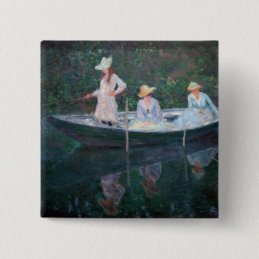 クロード・モネ – In the Norvegienne Boat Giverny 缶バッジ (正面)