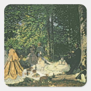 クロード・モネ Le Dejeunerのsurのl'Herbe 1865-1866年 スクエアシール
