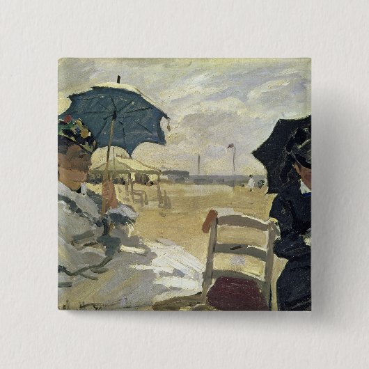 クロード・モネ| Trouville 1870年のビーチ 缶バッジ (正面)