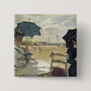 クロード・モネ Trouville 1870年のビーチ 缶バッジ