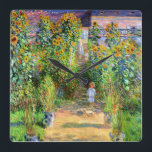 クロード・モネ: VétheuilのMonetの庭 スクエア壁時計<br><div class="desc">フランスのな印象派ペインターがクロード・モネ絵を描くVétheuilでMonetの庭を特色にする別の美しくクラシックな時計。</div>