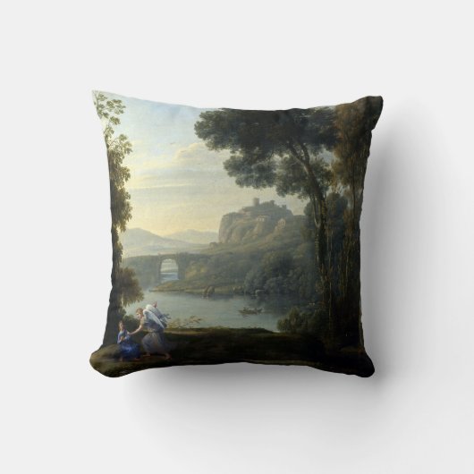 クロード・ロレイン・ランドスケープとハガルと天使 クッション (正面)