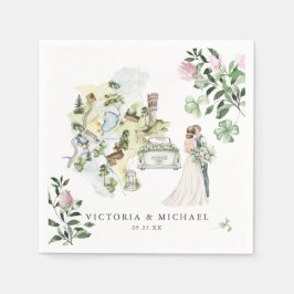 クローバエレガントーシャムロック植物学結婚の地図 スタンダードカクテルナプキン