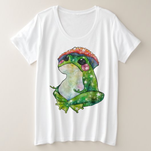 クローバーという名前のカエル プラスサイズTシャツ (デザイン正面)