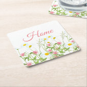 クローバーとデイジー スクエアペーパーコースター (アングル)