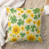クローバーとヒマワリモダンの柄 クッション (ブランケット)