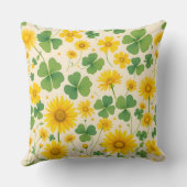 クローバーとヒマワリモダンの柄 クッション (裏面)
