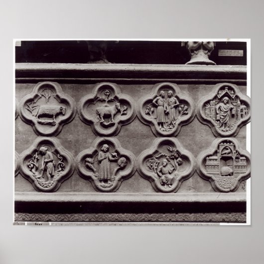 クローバーと〔占星術の〕十二宮図のシンボルや象徴 ポスター (正面)