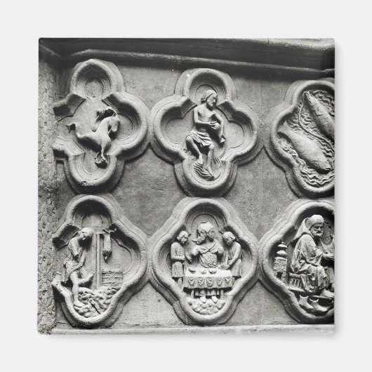 クローバーと〔占星術の〕十二宮図のシンボルや象徴 マグネット (正面)