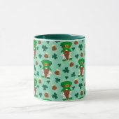 クローバーのあるレプレシャン格言と金ゴールドのポット マグカップ (中央)