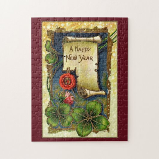 クローバーのある新年 ジグソーパズル (縦)