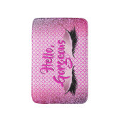 クローバーのこんにちは豪華な化粧のガーリーなピンク バスマット (正面縦)