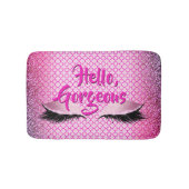 クローバーのこんにちは豪華な化粧のガーリーなピンク バスマット (正面)