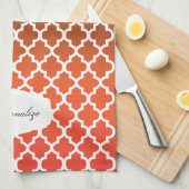 クローバーのオレンジ及びブラウンによって混ぜられる色 キッチンタオル (四つ折り)