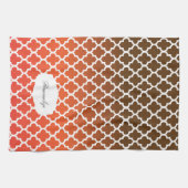 クローバーのオレンジ及びブラウンによって混ぜられる色 キッチンタオル (横)