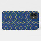 クローバーのクローバーパターン海軍黄色3のモノグラム Case-Mate iPhoneケース (裏面(横))