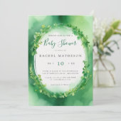 クローバーのグリーンなセントパトリックデーのベイビーシャワー 招待状 (スタンド正面)