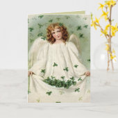 クローバーのセントパトリックの日カードとの天使 カード (黄色い花)