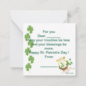 クローバーのハートのセントパトリックデー ノートカード (裏面)